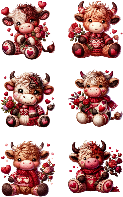 Valentine Knit Cows